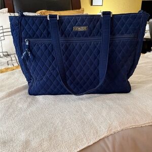 Vera Bradley Quilted Blue Tote and Large Pouch
